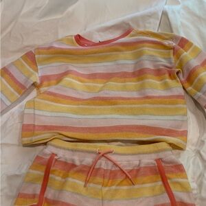 Striped Kids Pajamas Set - Pink, Yellow, and White